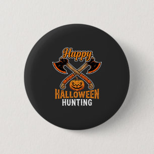 Halloween Hunting Crossed Axes Jack O Lantern 6 Cm Round Badge