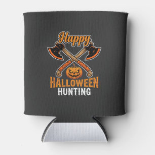 Halloween Hunting Crossed Axes Jack O Lantern Can Cooler