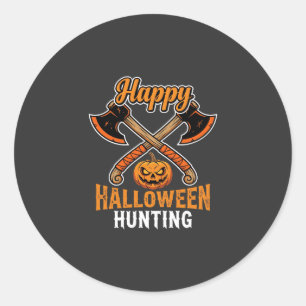 Halloween Hunting Crossed Axes Jack O Lantern Classic Round Sticker