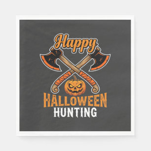 Halloween Hunting Crossed Axes Jack O Lantern Napkin