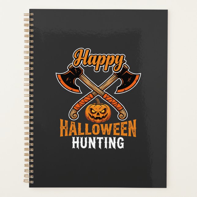 Halloween Hunting Crossed Axes Jack O Lantern Planner (Front)