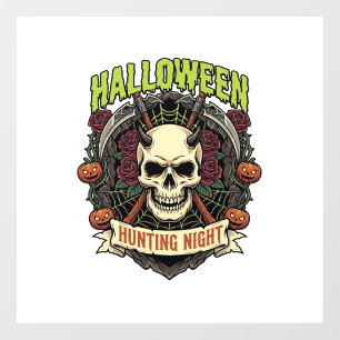 Halloween Hunting Night Horned Skull Roses Pumpkin