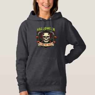 Halloween Hunting Night Horned Skull Roses Pumpkin Hoodie