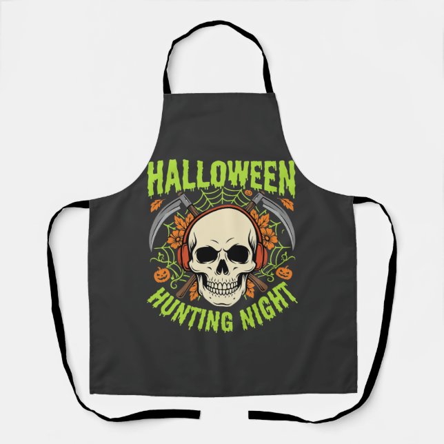Halloween Hunting Night Skull Scythe Vector Design Apron (Front)