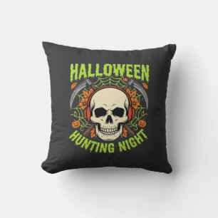 Halloween Hunting Night Skull Scythe Vector Design Cushion