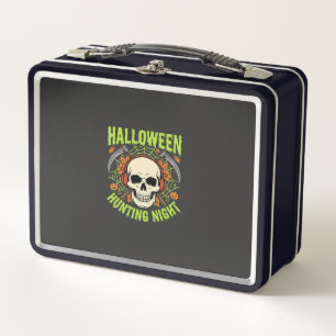 Halloween Hunting Night Skull Scythe Vector Design Metal Lunch Box