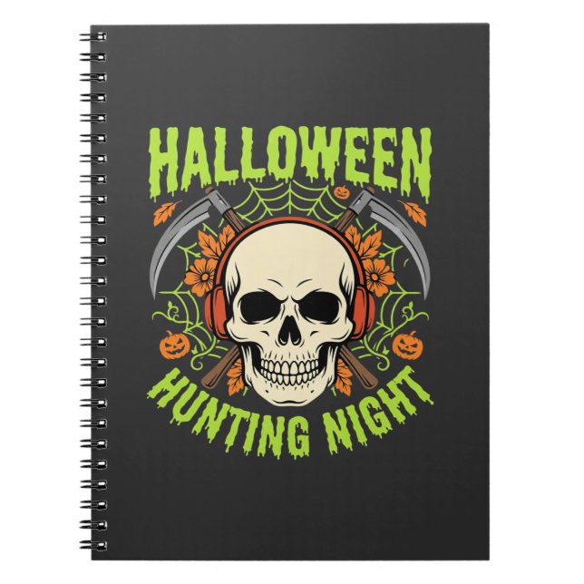 Halloween Hunting Night Skull Scythe Vector Design Notebook (Front)