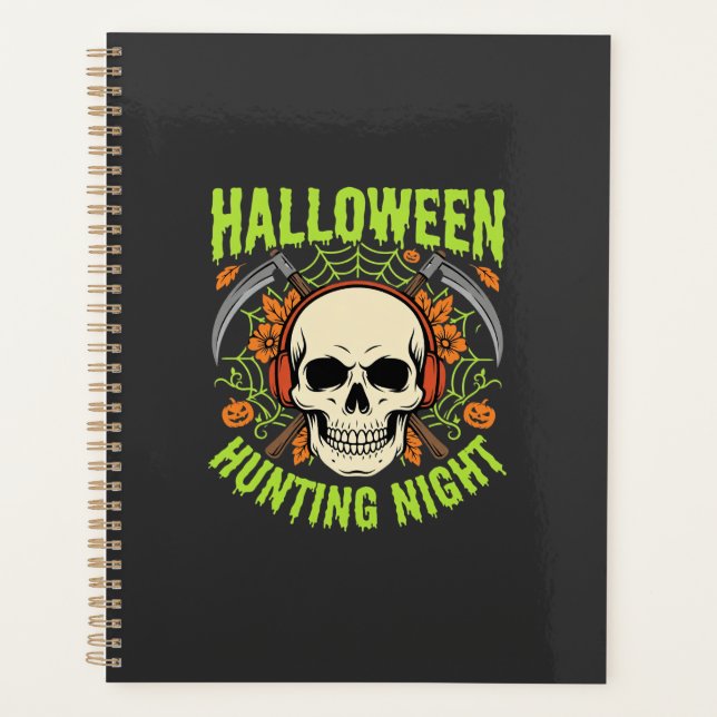 Halloween Hunting Night Skull Scythe Vector Design Planner (Front)