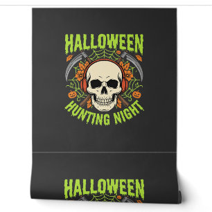 Halloween Hunting Night Skull Scythe Vector Design Wallpaper