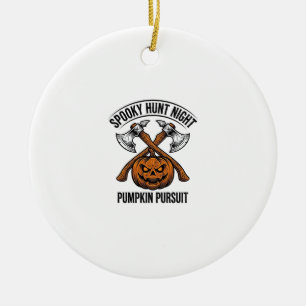 Halloween Hunting Shirt With Pumpkin Axes_1 Ceramic Tree Decoration
