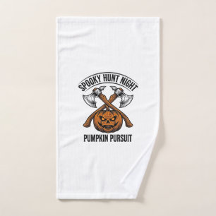 Halloween Hunting Shirt With Pumpkin Axes_1 Hand Towel