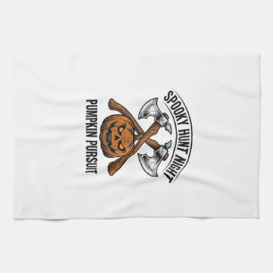 Halloween Hunting Shirt With Pumpkin Axes_1 Tea Towel