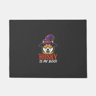 Halloween Husky Is My Boo Witch Hat Doormat