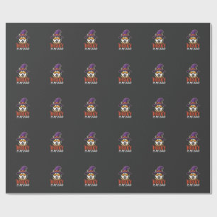 Halloween Husky Is My Boo Witch Hat Wrapping Paper