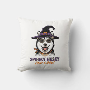 Halloween Husky Shirt Witch Dog Vintage Graphic Cushion