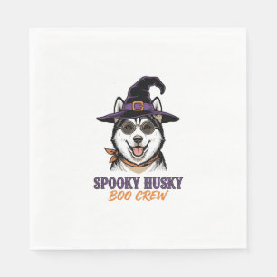 Halloween Husky Shirt Witch Dog Vintage Graphic Napkin