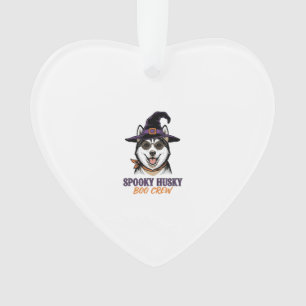 Halloween Husky Shirt Witch Dog Vintage Graphic Ornament