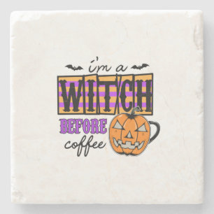 Halloween I Am A Witch Before Coffee Birthday Stone Coaster