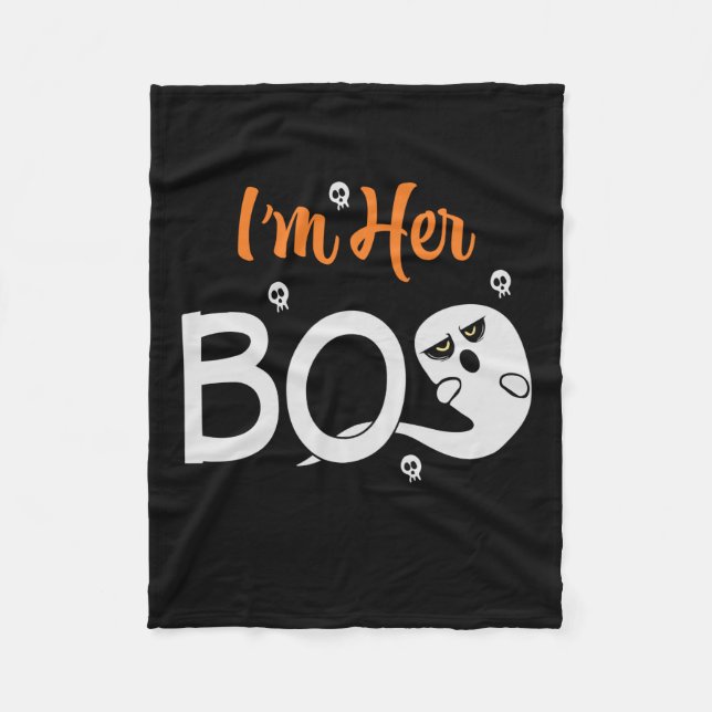 Halloween I Am Her Boos Birthday Fleece Blanket (Front)