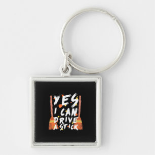Halloween I Can Drive A Stick Key Ring