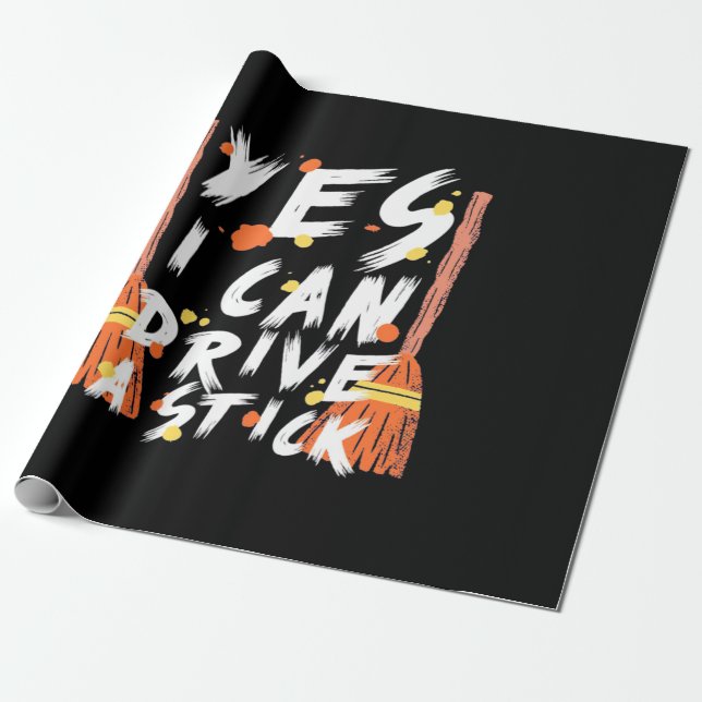 Halloween I Can Drive A Stick Wrapping Paper (Unrolled)