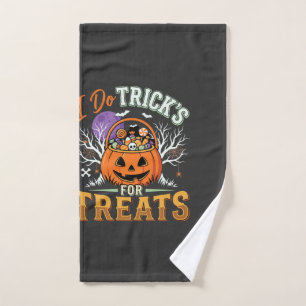 Halloween I Do Tricks for Treats Pumpkin Hand Towel