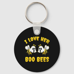 Halloween I Love Her Boo Bees Fun  Key Ring