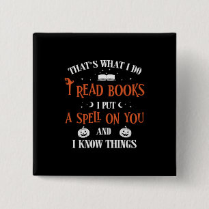 Halloween I Spell On You And Read Books Birthday 15 Cm Square Badge