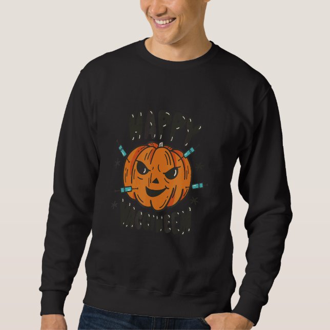 Halloween I Vaccination Un Vaccinated Mask Conspir Sweatshirt (Front)