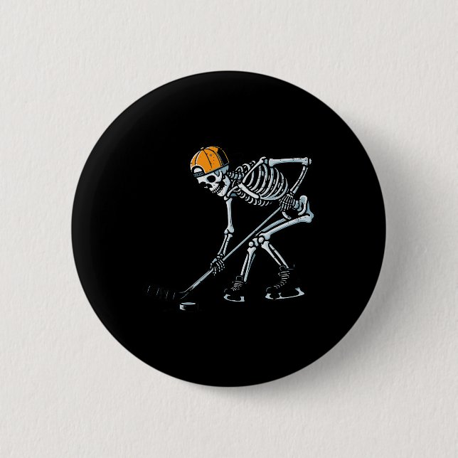 Halloween Ice Hockey Skeleton Costume Boys Kids Yo 6 Cm Round Badge (Front)