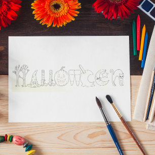 Halloween Icons Colouring Book Postcard