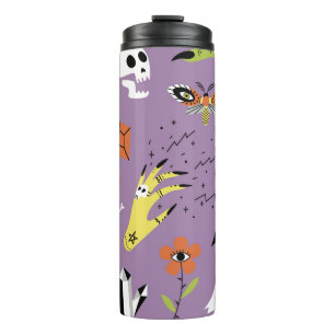 Halloween icons, hand-drawn vintage set. thermal tumbler