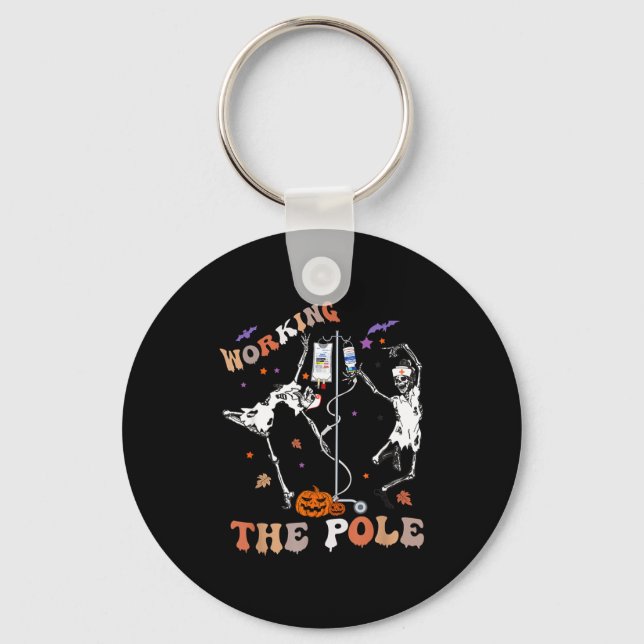 Halloween Icu Er Nurse Working The Le Skeleton Dan Key Ring (Front)