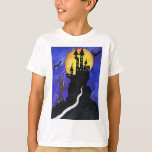 Halloween Illustartion Bats Castle Kids' T-Shirt