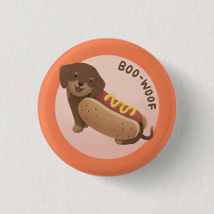 Halloween Illustration: Boo-Woof (Dachshund) 3 Cm Round Badge