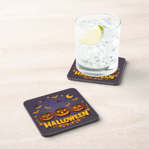 Halloween Illustration Featuring Jack-o'-Lanterns Coaster