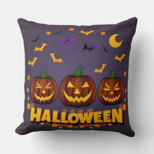 Halloween Illustration Featuring Jack-o'-Lanterns Cushion