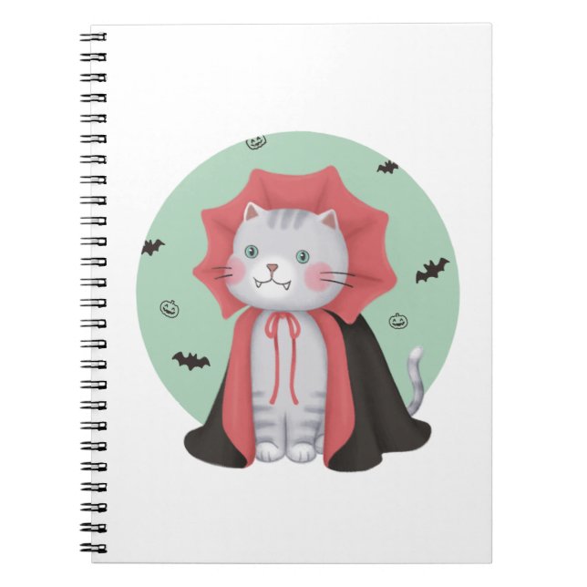 Halloween Illustration: Vampire Cat Notebook (Front)