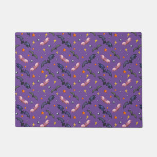 Halloween illustration with bats and stars wrappin doormat