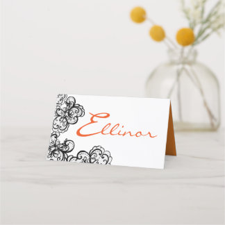 halloween illustration with black lace place card