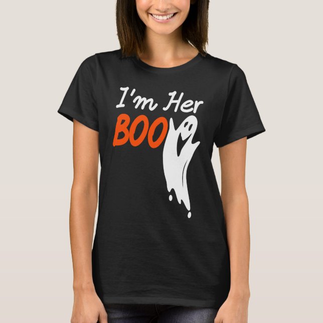 Halloween I'm Her Boo I'm His Witch Matching Coupl T-Shirt (Front)