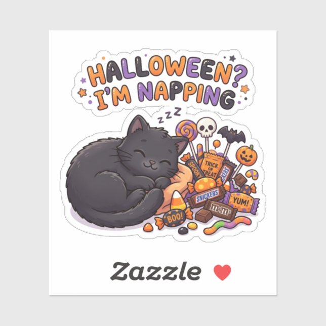 Halloween I'm Napping Sleeping Black Cat Candy (Sheet)