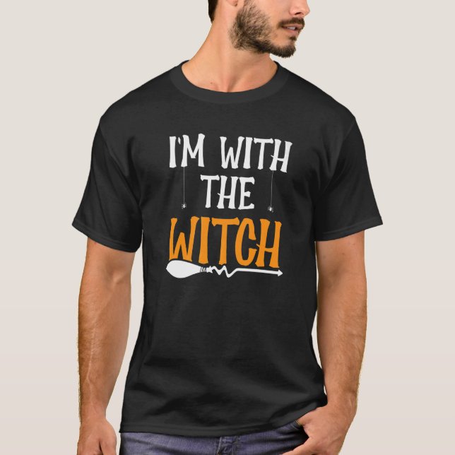 Halloween I'm With The Witch Group Costume   T-Shirt (Front)