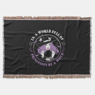 Halloween In A World Full Of Witches Birthday Throw Blanket