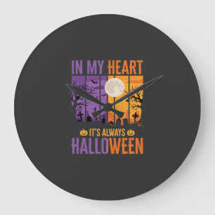 Halloween In My Heart Spooky Cemetery Large Clock