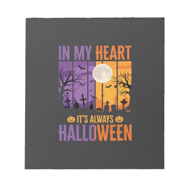 Halloween In My Heart Spooky Cemetery Notepad (Front)