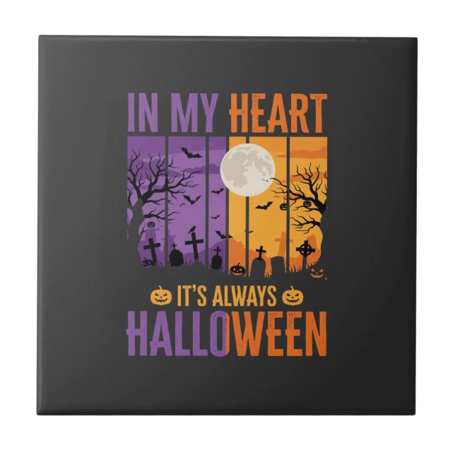 Halloween In My Heart Spooky Cemetery Tile (Front)