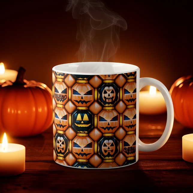 Halloween Inflated Puff Pumpkin Face Design Magic Mug (Creator Uploaded)