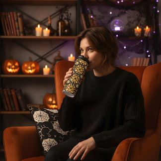 Halloween Inflated Puff Pumpkin Face Design Thermal Tumbler