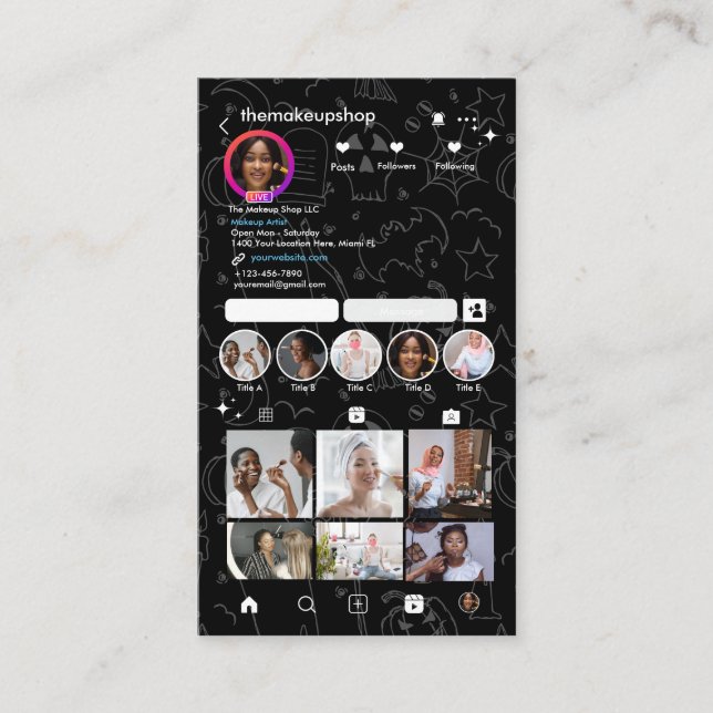 Halloween Instagram  Business Card (Front)